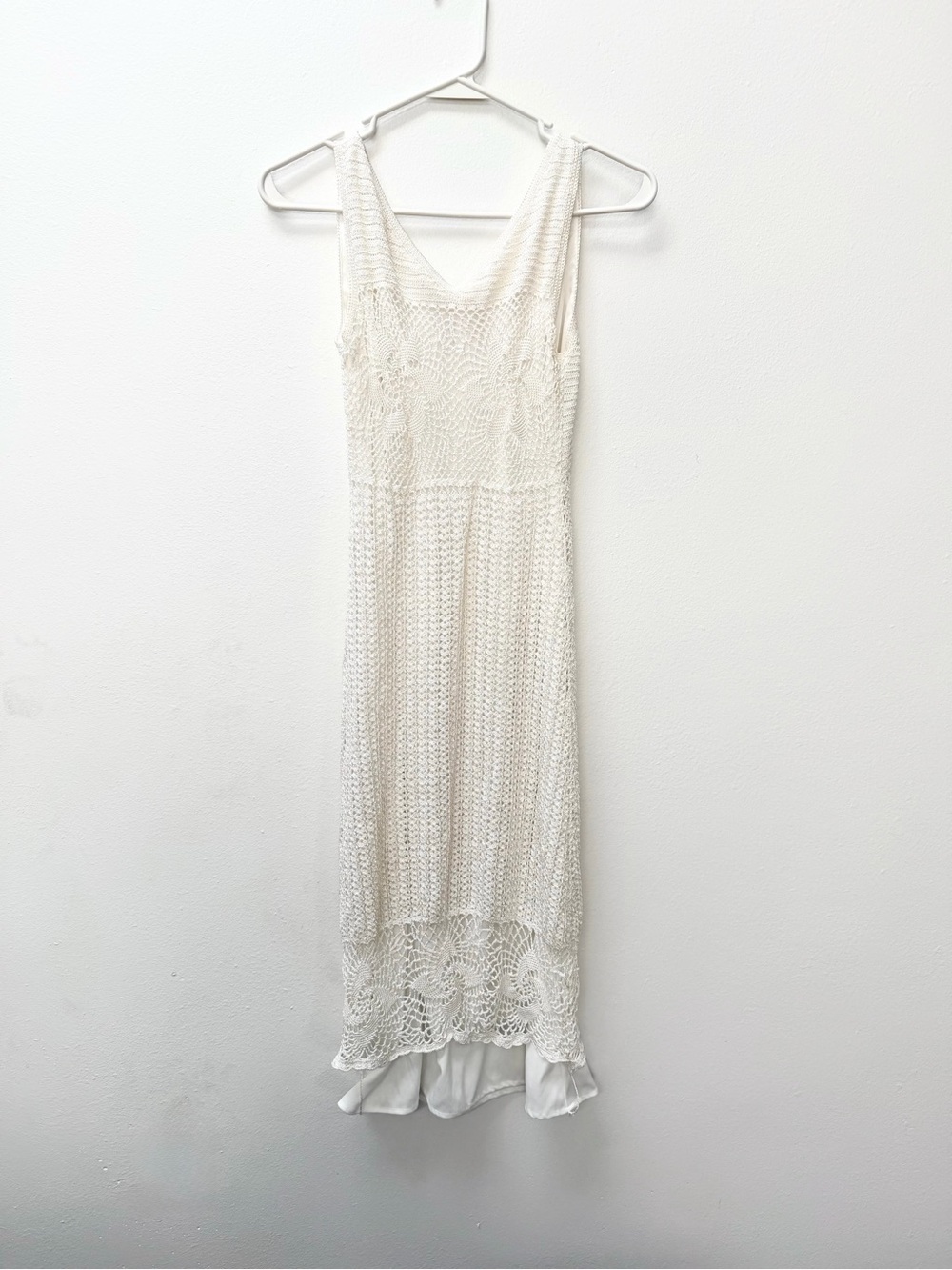 Kroshetta By Papillon Crochet Ivory Midi Dress — Vintage Boho Bridal Coastal S